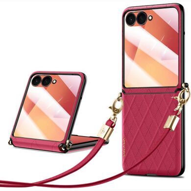 Защитный чехол SULADA Rhombus Leather для Samsung Galaxy Flip 8 - Red