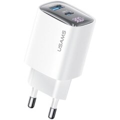 Сетевое зарядное устройство USAMS US-CC229 GaN 30W (USB + Type-C) - White