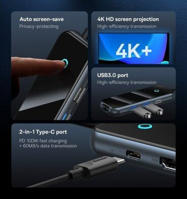 USB HUB Baseus AcmeJoy 5 in 1 (WKJZ010213) - Dark Gray