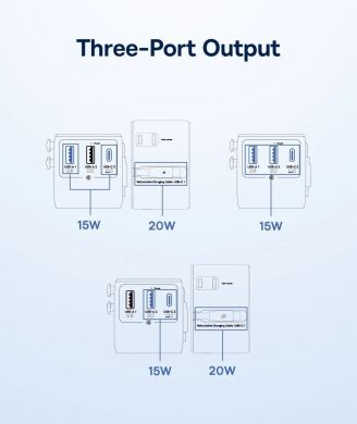 Мережевий зарядний пристрій Baseus PicoGo AG11 (2USB+Type-C+2AC) + кабель Type-C (E0307F) - Cosmic Black
