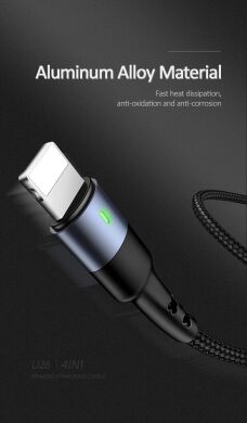 Кабель USAMS US-SJ411 U26 4in1 USB to Combo (2A, 0.35m) - Black