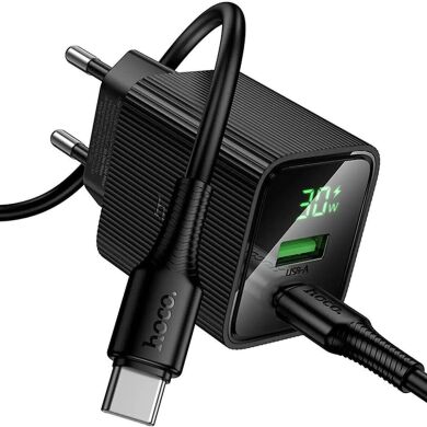 Мережевий зарядний пристрій Hoco CS84A PD30W + QC3.0 + кабель Type-C to Type-C - Black