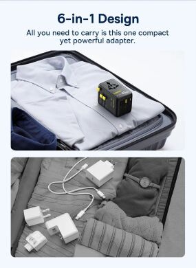 Мережевий зарядний пристрій Baseus PicoGo AG11 (2USB+Type-C+2AC) + кабель Type-C (E0307F) - Cosmic Black