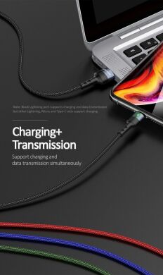 Кабель USAMS US-SJ411 U26 4in1 USB to Combo (2A, 0.35m) - Black