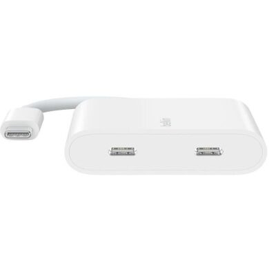 Перехідник Belkin Connect Type-C to Dual-Port Type-C (100W, 0.15m) WCZ002dsWH-APL - White