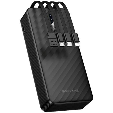 Внешний аккумулятор BOROFONE BJ84A 10W (20000mAh) + кабель MicroUSB + Type-C + Lightning + USB - Black