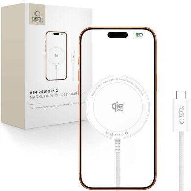 Бездротовий зарядний пристрій Tech-Protect A54 Magnetic 25W Qi2.2 (5906302323906) - White