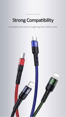 Кабель USAMS US-SJ411 U26 4in1 USB to Combo (2A, 0.35m) - Black
