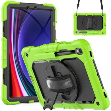 Захисний чохол Deexe Shockproof Case для Samsung Galaxy Tab S9 FE (X510) - Black / Yellow Green