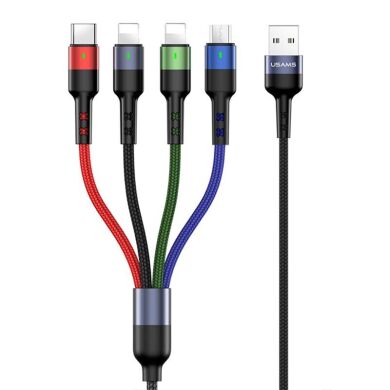 Кабель USAMS US-SJ411 U26 4in1 USB to Combo (2A, 0.35m) - Black