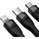 Кабель Baseus Flash Series II 3 in 1 USB to MicroUSB+Lightning+Type-C (66W, 1.2m) CASS040001 - Black