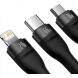 Кабель Baseus Flash Series II 3 in 1 USB to MicroUSB+Lightning+Type-C (66W, 1.2m) CASS040001 - Black. Фото 3 из 23