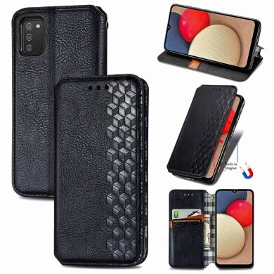 Чехол Deexe Rhombus Wallet для Samsung Galaxy A02s (A025) - Black