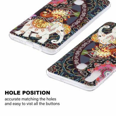 Силіконовий (TPU) чохол Deexe Pretty Glossy для Samsung Galaxy A30 (A305) / A20 (A205), Elephant and Peacock