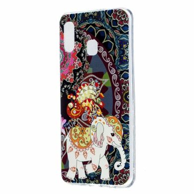 Силіконовий (TPU) чохол Deexe Pretty Glossy для Samsung Galaxy A30 (A305) / A20 (A205), Elephant and Peacock