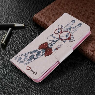 Чехол-книжка Deexe Color Wallet для Samsung Galaxy S20 (G980) - Adorable Giraffe Wearing Glasses