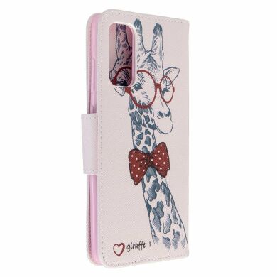 Чохол-книжка Deexe Color Wallet для Samsung Galaxy S20 (G980) - Adorable Giraffe Wearing Glasses