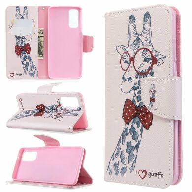 Чехол-книжка Deexe Color Wallet для Samsung Galaxy S20 (G980) - Adorable Giraffe Wearing Glasses