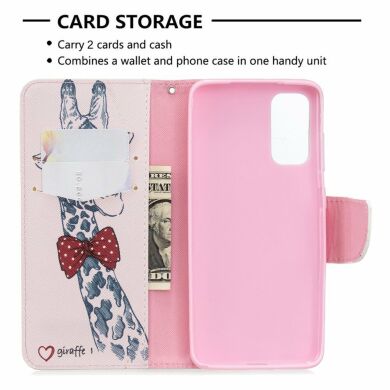 Чохол-книжка Deexe Color Wallet для Samsung Galaxy S20 (G980) - Adorable Giraffe Wearing Glasses