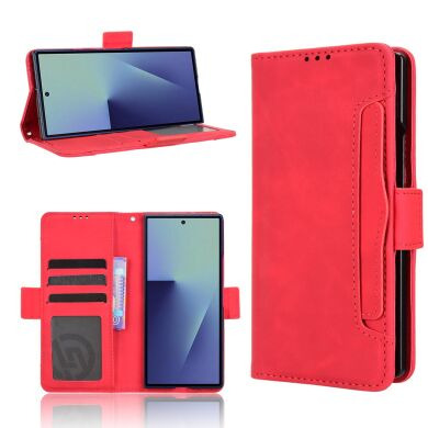 Чехол-книжка с карманами Deexe Wallet Stand (FF) для Samsung Galaxy Fold 8 Ultra - Red