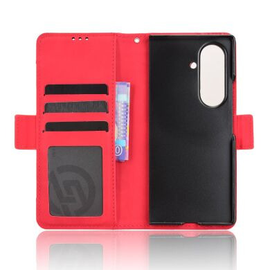 Чехол-книжка с карманами Deexe Wallet Stand (FF) для Samsung Galaxy Fold 8 Ultra - Red