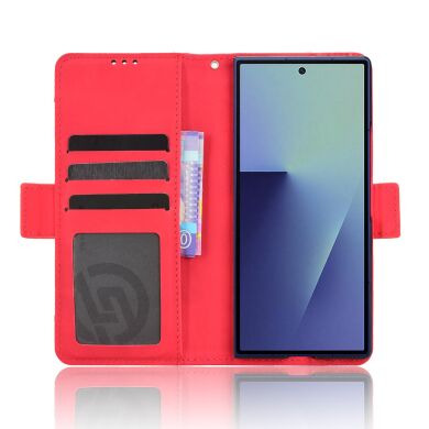 Чехол-книжка с карманами Deexe Wallet Stand (FF) для Samsung Galaxy Fold 8 Ultra - Red