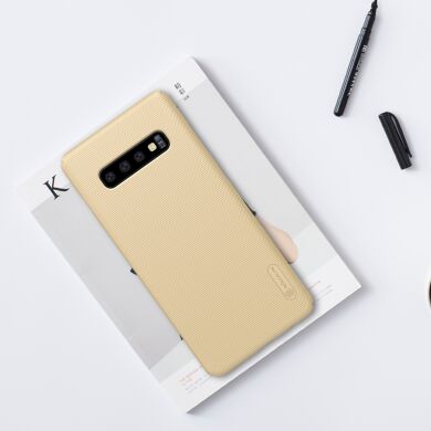 Пластиковий чохол NILLKIN Frosted Shield для Samsung Galaxy S10 Plus - Gold