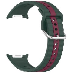 Ремешок Reframe Vertical Strip для Samsung Galaxy Watch 8 (40/44mm) / 8 Classic / Ultra (2025) - Dark Green / Wine Red