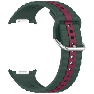 Ремінець Reframe Vertical Strip для Samsung Galaxy Watch 8 (40/44mm) / 8 Classic (43/47mm) / Ultra 2 - Dark Green / Wine Red