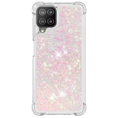 Силиконовый (TPU) чехол Deexe Liquid Glitter для Samsung Galaxy A22 (A225) / M22 (M225) - Silver Pink Stars