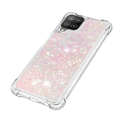 Силіконовий (TPU) чохол Deexe Liquid Glitter для Samsung Galaxy A22 (A225) / M22 (M225) - Silver Pink Stars