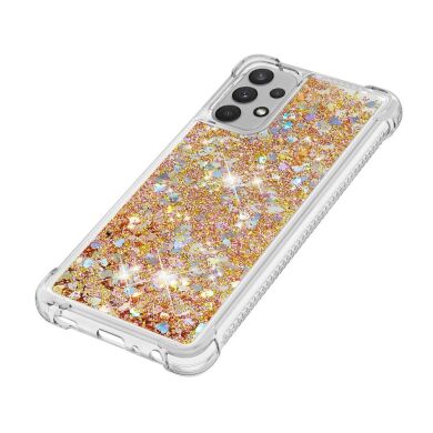 Силіконовий (TPU) чохол Deexe Liquid Glitter для Samsung Galaxy A32 (А325) - Gold Hearts