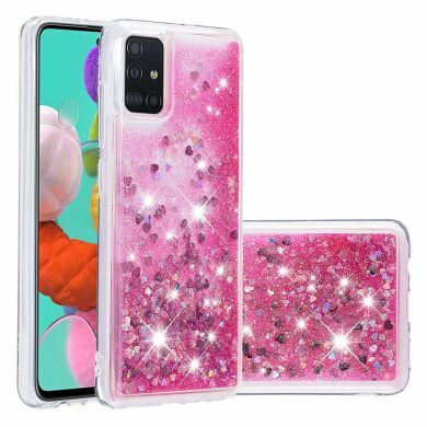 Силіконовий (TPU) чохол Deexe Liquid Glitter для Samsung Galaxy A51 (А515) - Rose