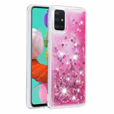 Силіконовий (TPU) чохол Deexe Liquid Glitter для Samsung Galaxy A51 (А515) - Rose