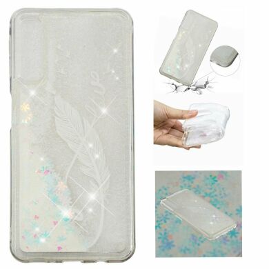 Силіконовий (TPU) чохол Deexe Liquid Glitter для Samsung Galaxy A7 2018 (A750) White Feather