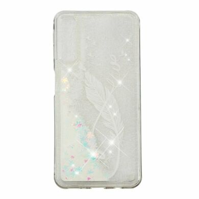 Силіконовий (TPU) чохол Deexe Liquid Glitter для Samsung Galaxy A7 2018 (A750) White Feather