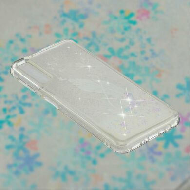 Силіконовий (TPU) чохол Deexe Liquid Glitter для Samsung Galaxy A7 2018 (A750) White Feather