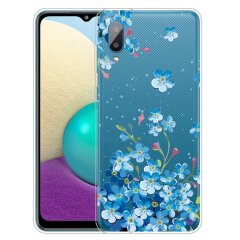 Силиконовый (TPU) чехол Deexe Pretty Glossy для Samsung Galaxy A02 (A022) / M02 - Blue Flower
