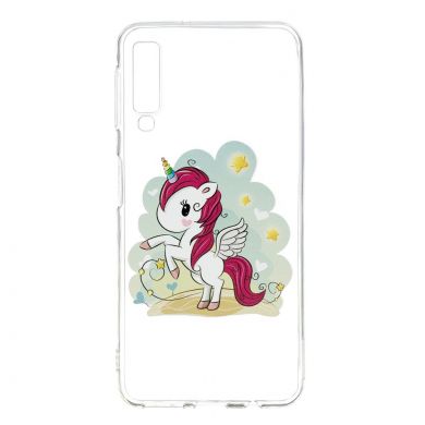 Силиконовый (TPU) чехол Deexe Pretty Glossy для Samsung Galaxy A7 2018 (A750) - Unicorn
