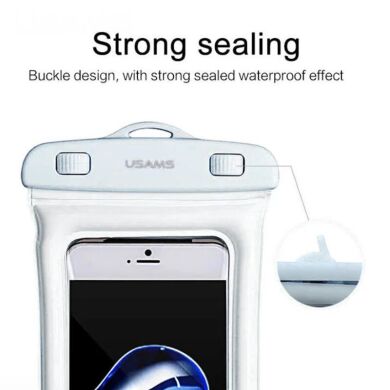 Влагозащитный чехол USAMS YD007 Waterproof для смартфонов с габаритами до 160*80mm - White