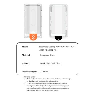 Защитное стекло LEREACH Tempered Glass Full Screen Protector для Samsung Galaxy S25 FE (S731) - Black