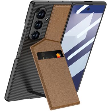 Защитный чехол GKK Wallet Kickstand для Samsung Galaxy Fold 7 - Coffee