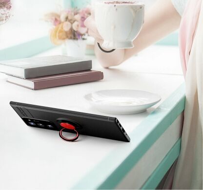 Захисний чохол UniCase Magnetic Ring для Samsung Galaxy Note 20 Ultra (N985) - Black / Red