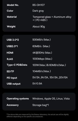 USB HUB Baseus AcmeJoy 7 in 1 (WKJZ010413) - Dark Gray