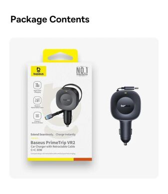 Автомобільний зарядний пристрій Baseus PrimeTrip VR2 30W 1C + кабель Type-C (C0206401) - Cosmic Black