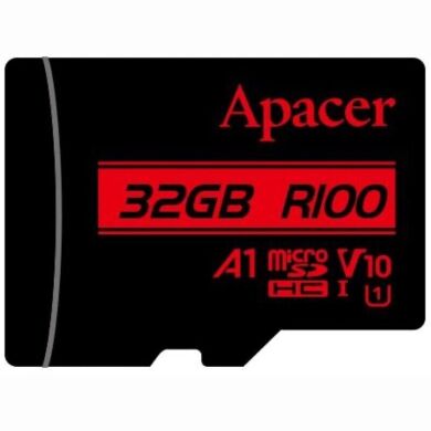 Карта памяти Apacer microSDHC UHS-I 32GB R100 V10 A1 + адаптер (AP32GMCSH10UB-R) - Black