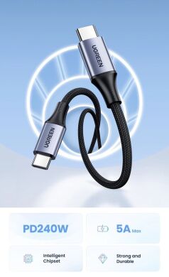 Кабель UGREEN US535 Type-C to Type-C 240W (5A, 2m) - Space Gray
