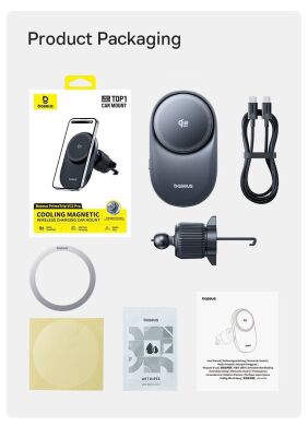 Автомобильный держатель с функцией беспроводной зарядки Baseus PrimeTrip VC2 Pro (C0013N00) - Black