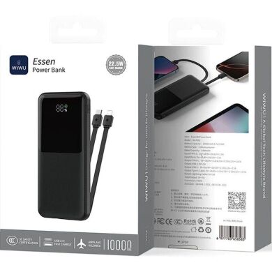 Внешний аккумулятор WIWU Wi-P081 22.5W (10000mAh) + кабель Type-C + Lightning - Black