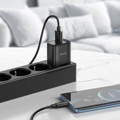 Сетевое зарядное устройство Hoco C140A Smart QC3.0 (18W, 3A) + кабель USB to Type-C - Black
